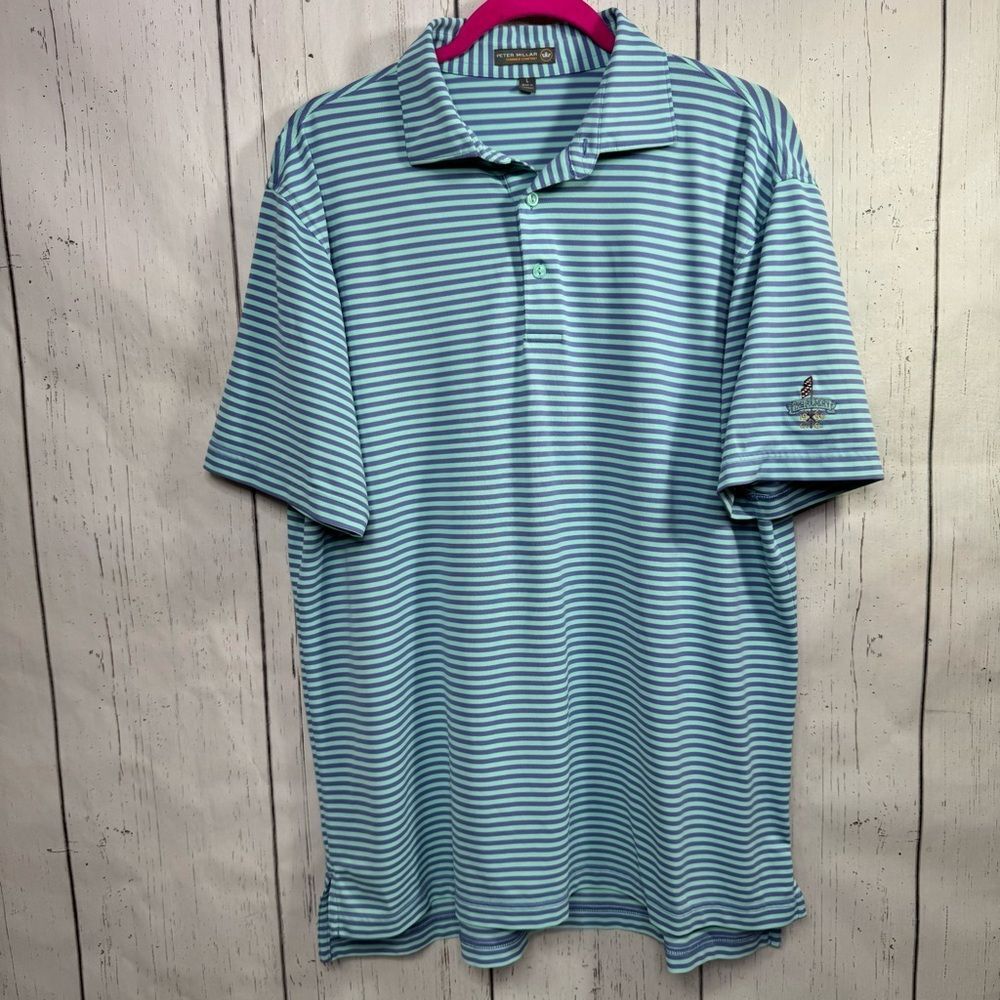 Peter Millar Mens Summer Comfort The Foundry Golf Club Striped Polo Shirt Comfy